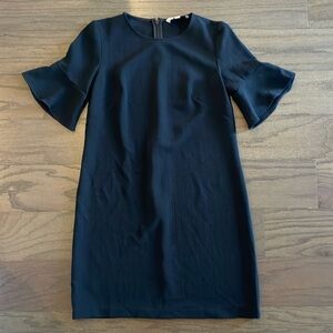 LOFT Petite Black Ruffle Sleeve Dress - Size 00P